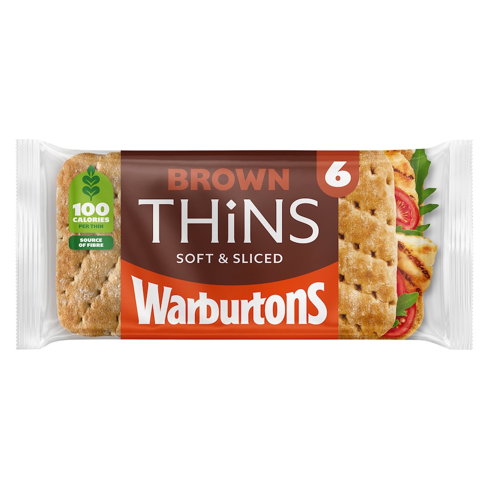 image 1 of Warburtons Brown Sandwich Thins 6 Pack