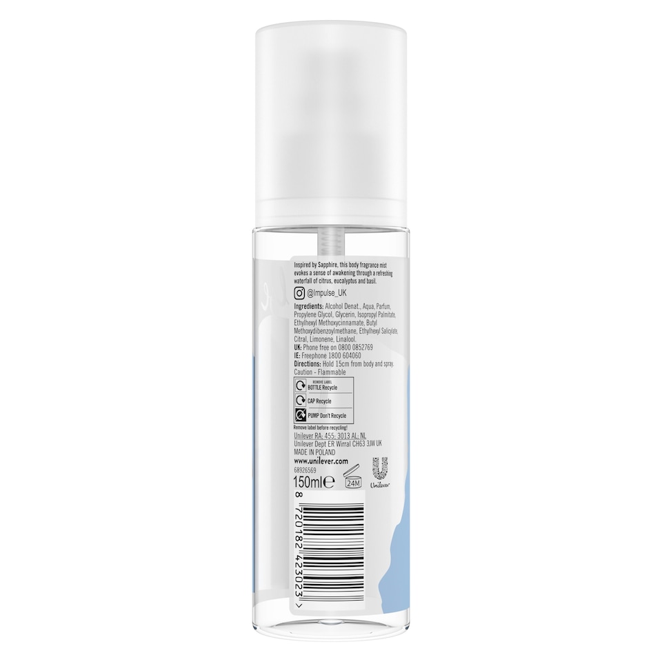 image 1 of Impulse Wide Awake Sapphire Body Fragrance Mist 150Ml