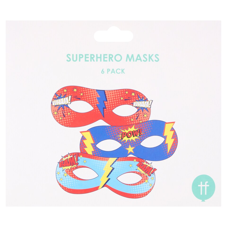 Superhero Party Face Masks 6 Pack
