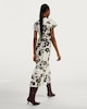 image 3 of F&F Satin Blurred Floral Print Midi Dress in Multi Black White