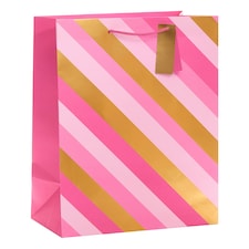 Tesco Pink and Gold Striped Large Bag