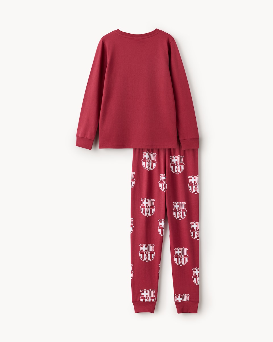 image 1 of Barcelona FC Pure Cotton Pyjama Set in Burgundy