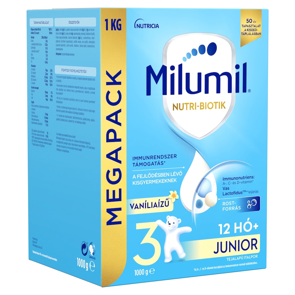 Milumil Nutri-Biotik 3 Junior vaníliaízű tejalapú italpor 12 hó+ 2 x 500 g (1000 g)