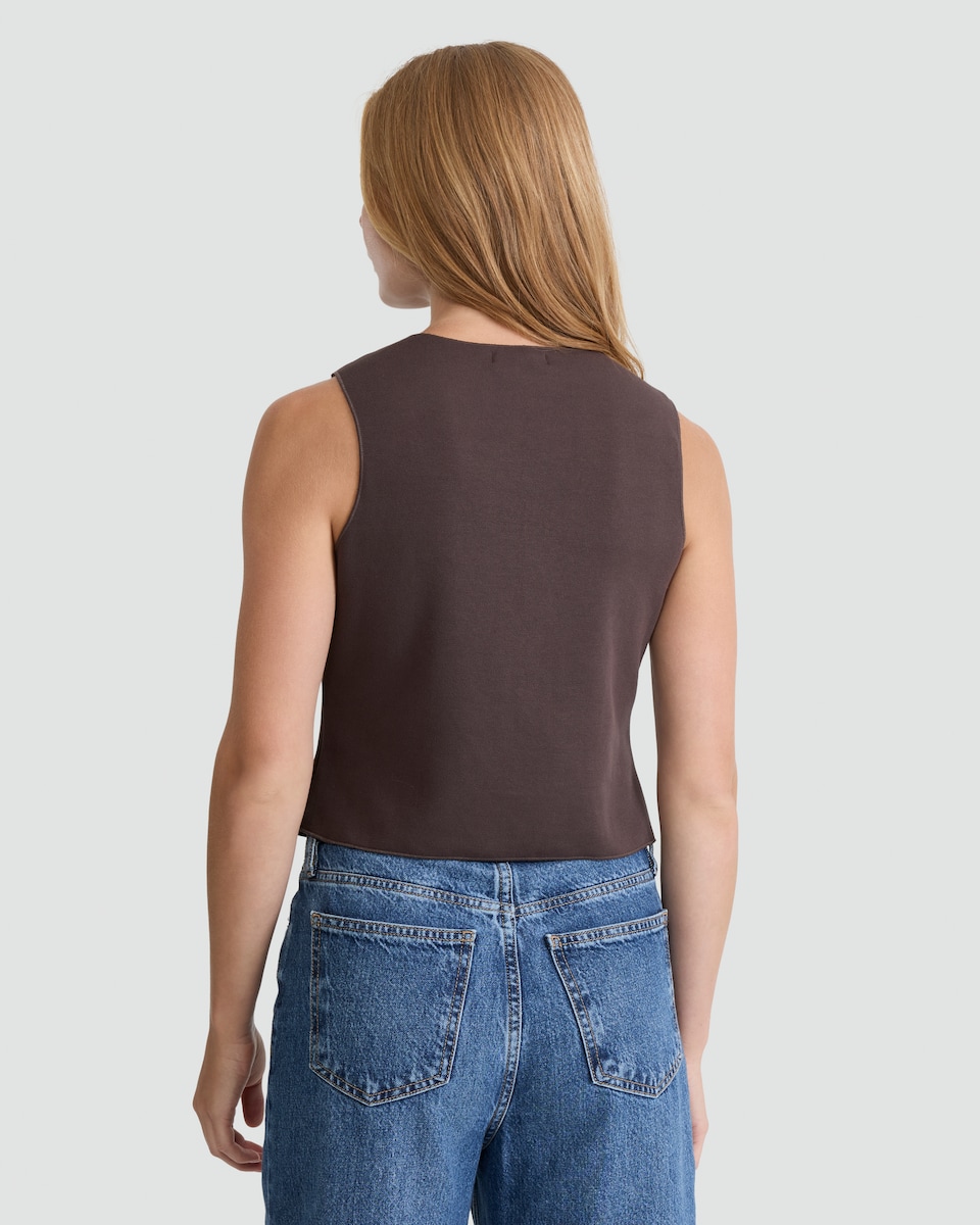 image 1 of F&F Sleeveless Two Button Waistcoat in Brown