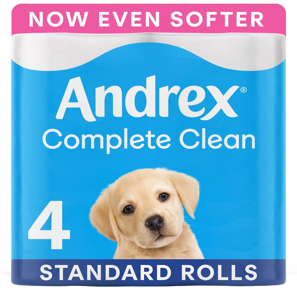 image 1 of Andrex Complete Clean Toilet Tissue Standard Rolls 4 Rolls