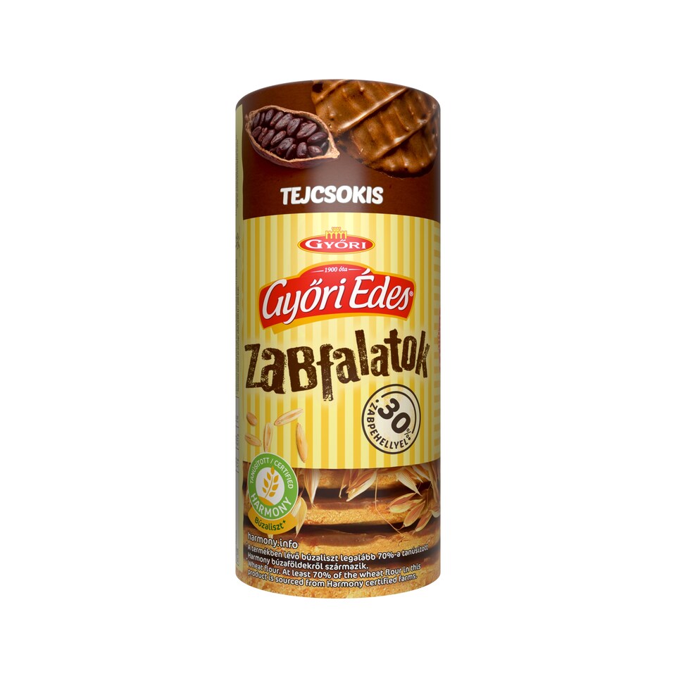 Győri Édes Zabfalatok Friable Oatmeal Biscuit Dipped in Milk Chocolate 215 g