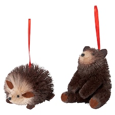 Tesco Bristle Bear/Hedgehog Hanging Christmas Decoration Assortment
