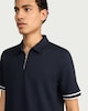 image 2 of F&F Textured Zip Neck Relaxed Fit Polo Shirt in Navy