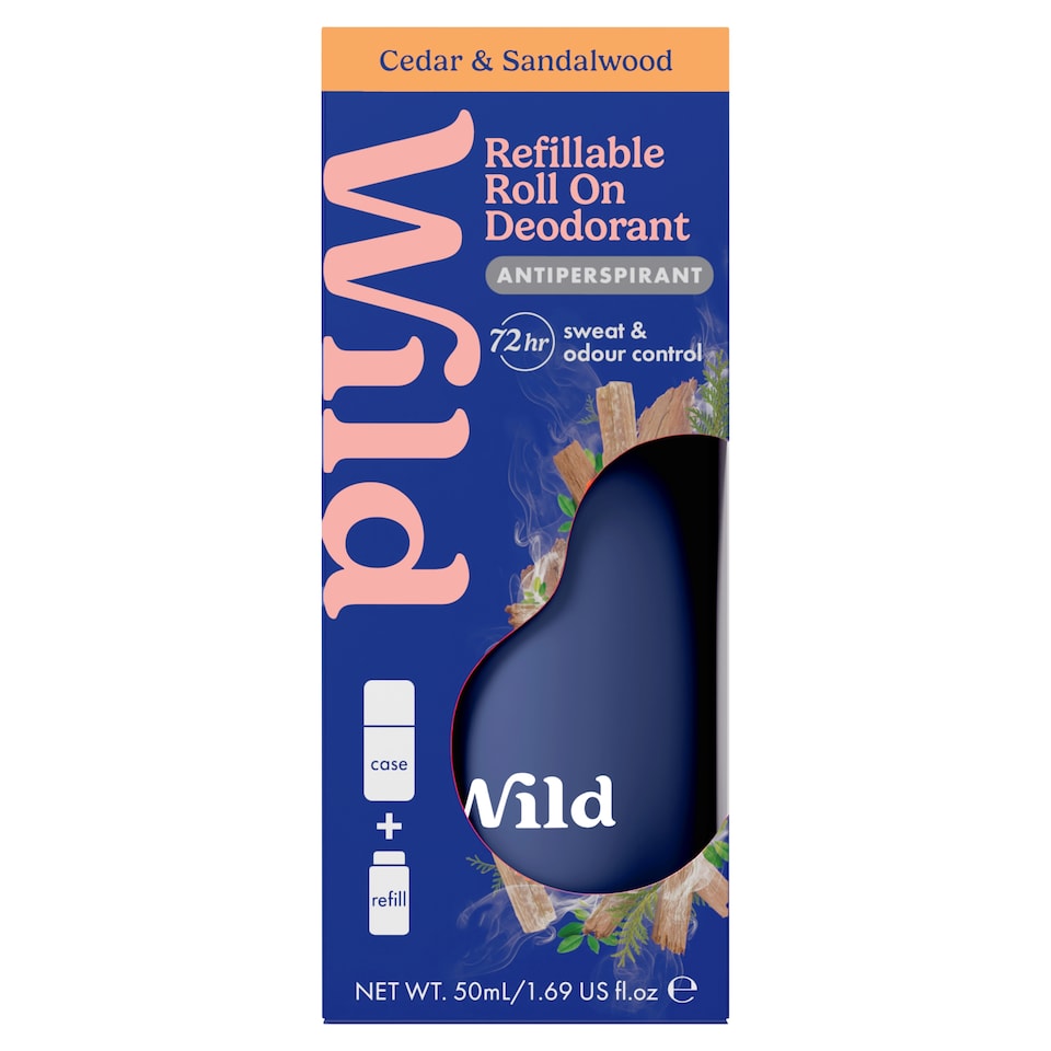 Wild Cedar & Sandalwood Refillable Roll On Deodorant Antiperspirant 72 Hour 50ml