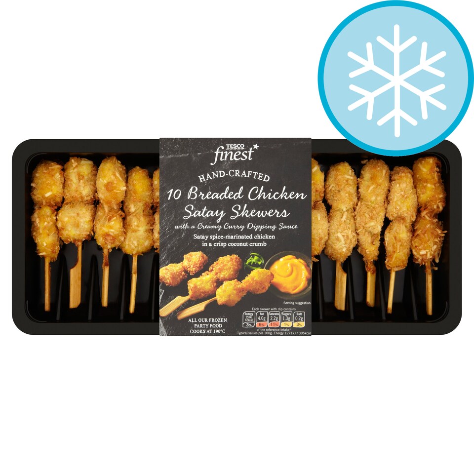 Tesco F* 10 Breaded Chicken Satay Skewers 210G