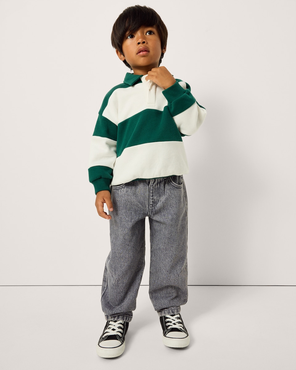 image 1 of F&F Boys Pure Cotton Balloon Leg Jeans in Grey