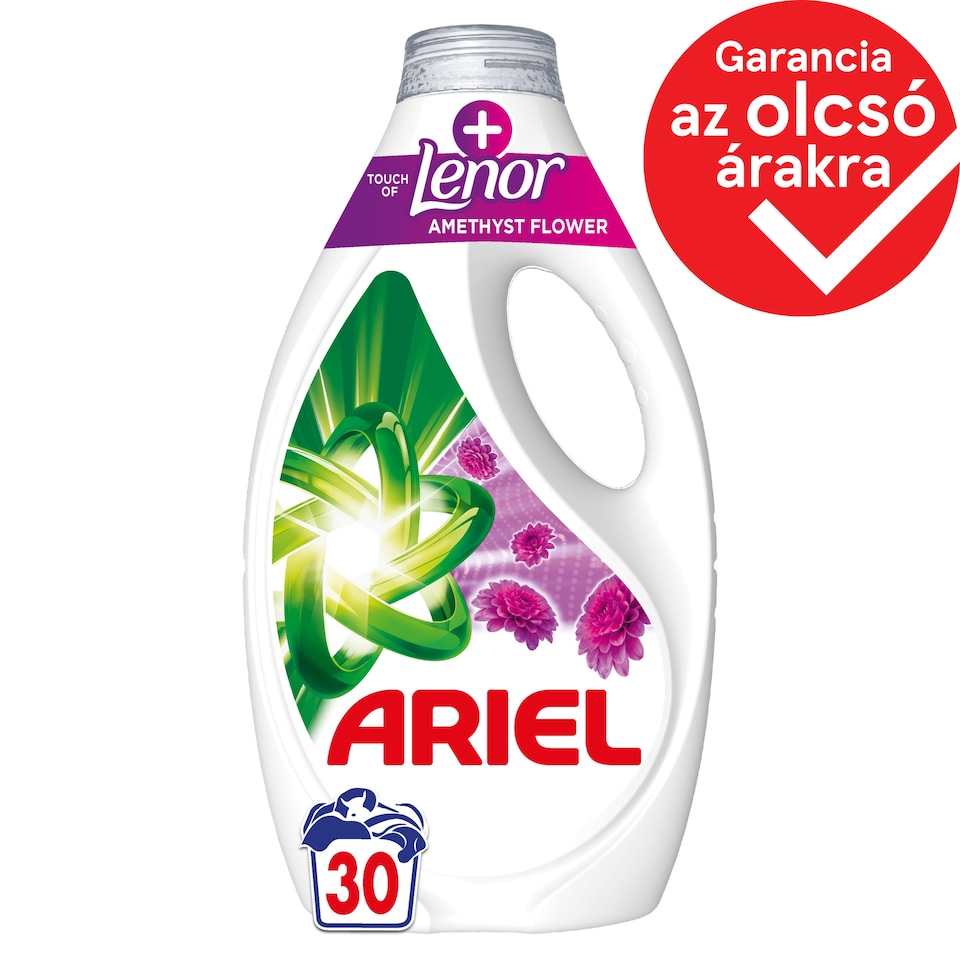 Ariel Folyékony Mosószer, 30 Mosáshoz, + Touch Of Lenor Amethyst Flower 1. kép