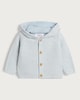 image 1 of F&F Baby Pure Cotton Knitted Button Front Hooded Cardigan in Blue