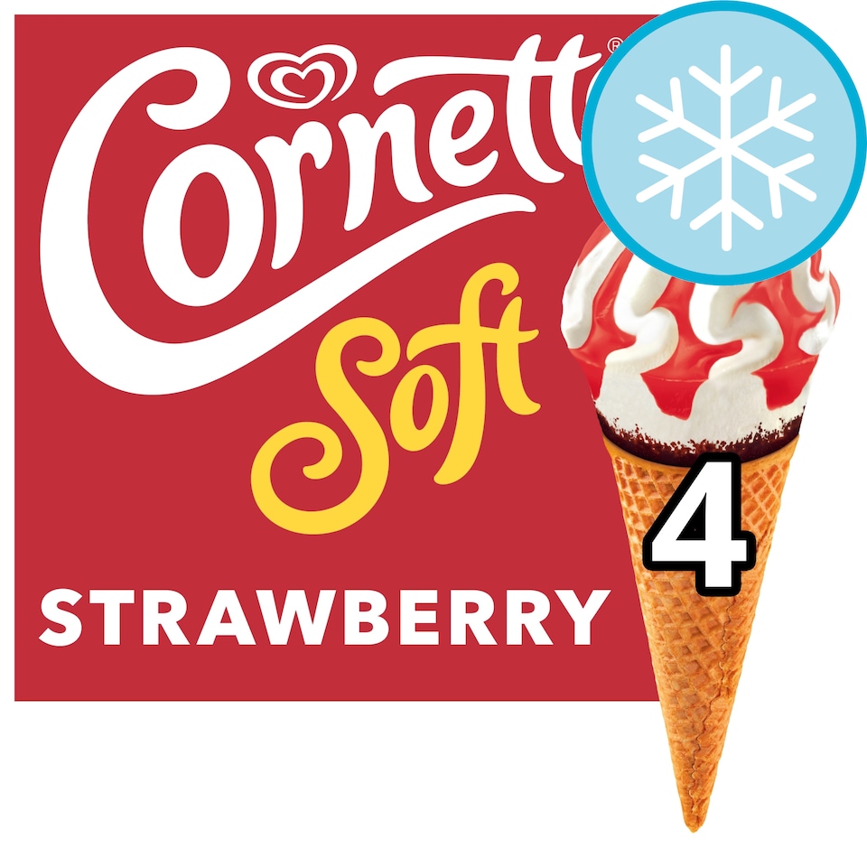 image 1 of Cornetto Soft Strawberry Ice Cream Cones 4x140ml