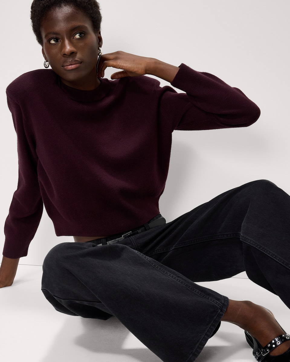 image 1 of F&F Crew Neck Jumper in Burgundy