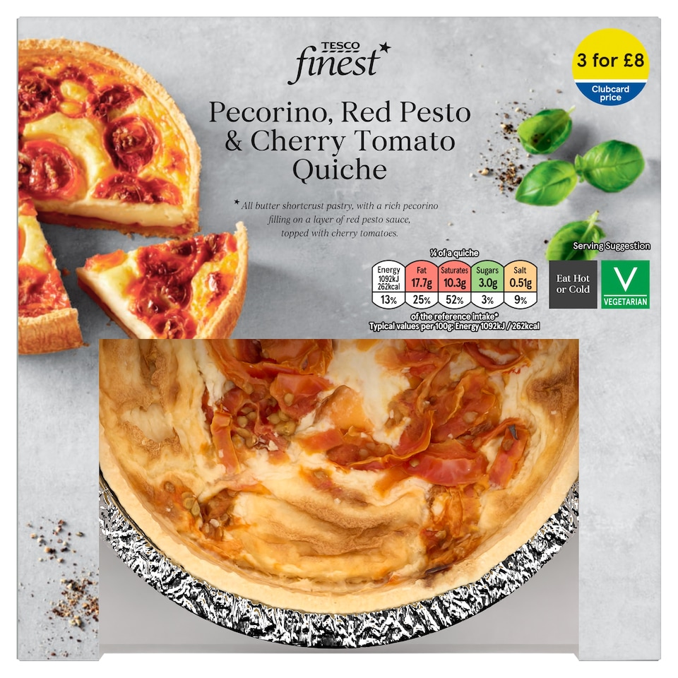 Tesco Finest Pecorino,Red Pesto and Cherry Tomato Quiche 400g