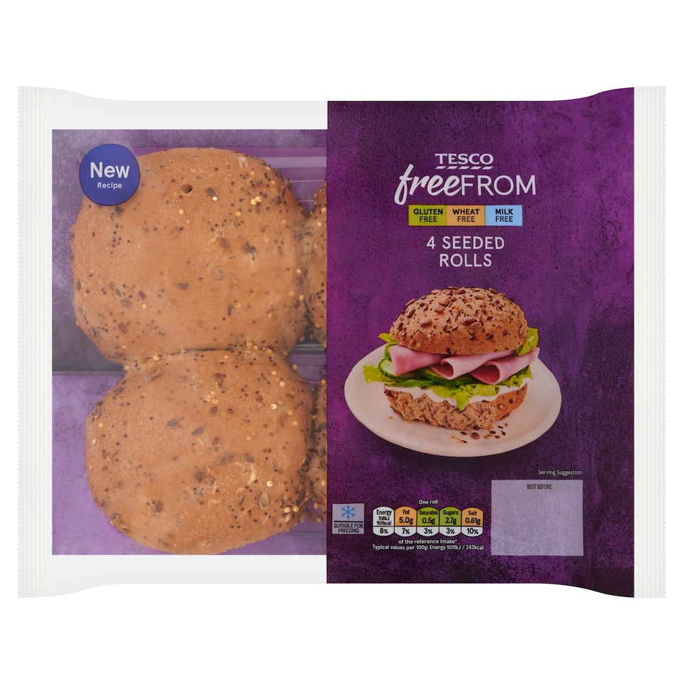 Tesco Free From Seeded Rolls 4 Pack