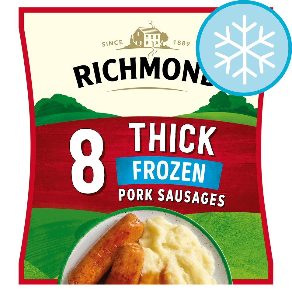 Richmond Frozen 8 Thick Pork Sausages 344G