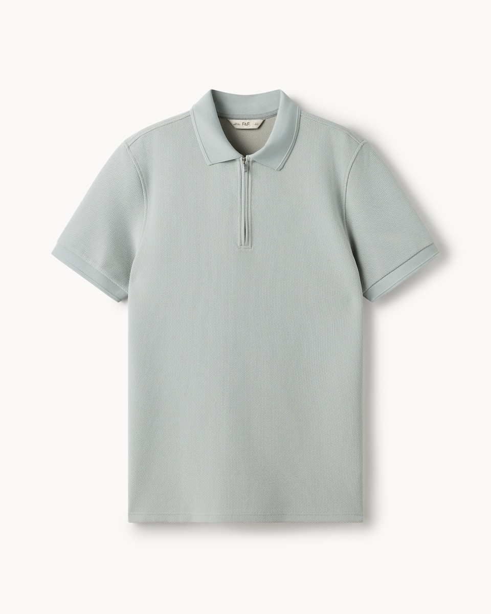image 1 of F&F Waffle Textured Polo Shirt in Green