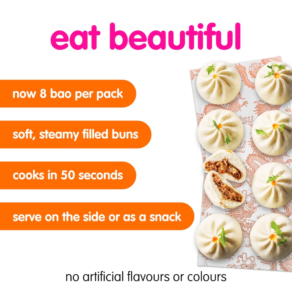 image 1 of itsu teriyaki chicken 8 bao buns 256g