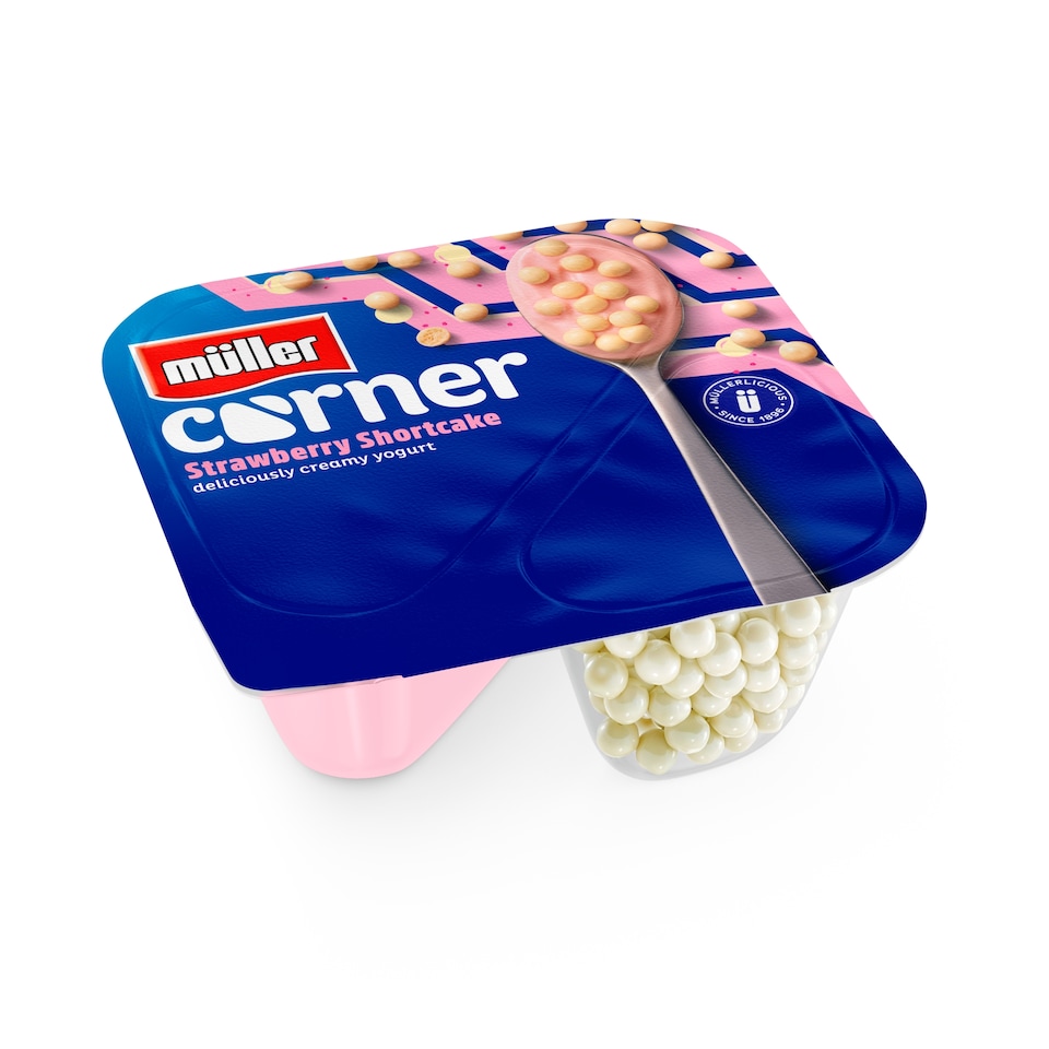 image 1 of Muller Corner Strawberry Yogurt with White Chocolate Shortcake Balls 124g