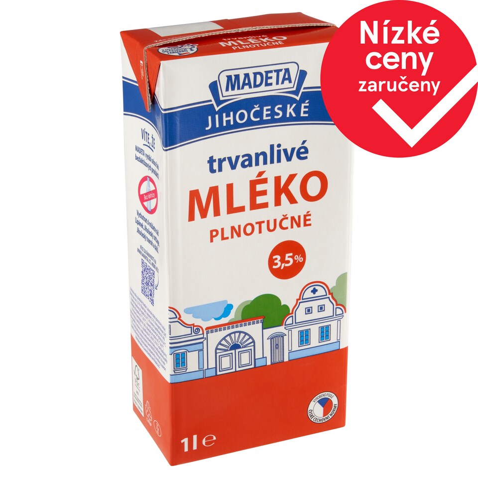 Madeta Jihočeské trvanlivé mléko plnotučné 3,5% 1l