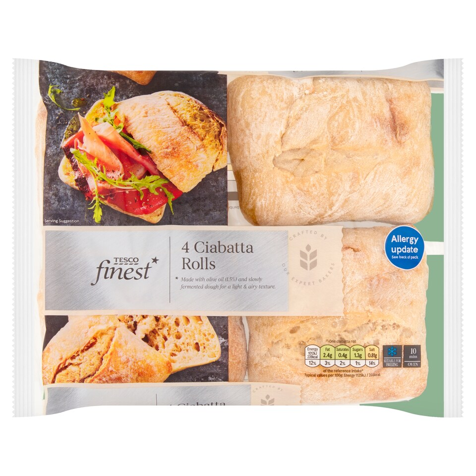 Tesco Finest Ciabatta Rolls 4 Pack 360g