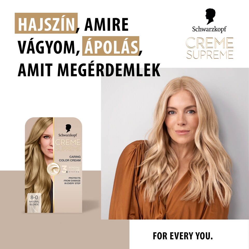 image 1 of Schwarzkopf Creme Supreme tartós hajfesték 8-0 természetes világosszőke