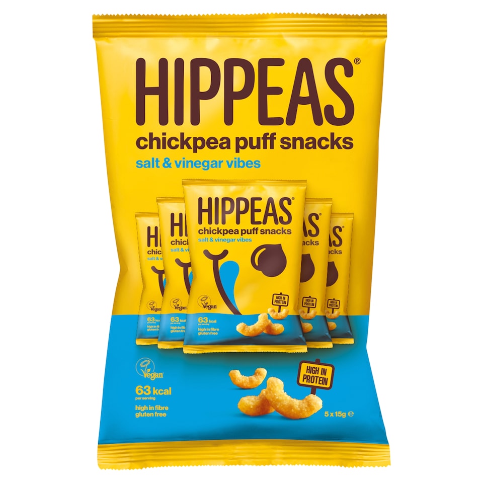 Hippeas Salt & Vinegar Vibes Chickpea Puff Snacks 5 Pack 15g