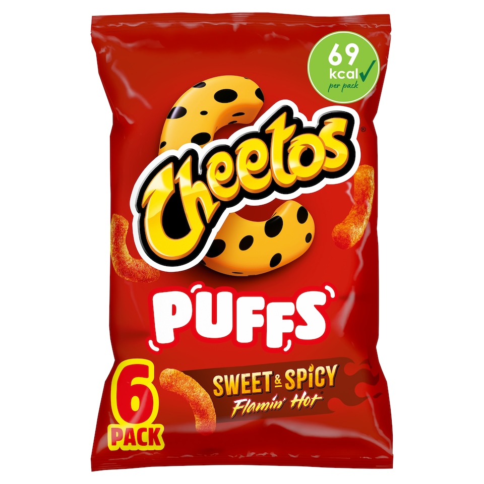image 1 of Cheetos Puffs Sweet & Spicy Flamin' Hot Crisps 6 x 13g