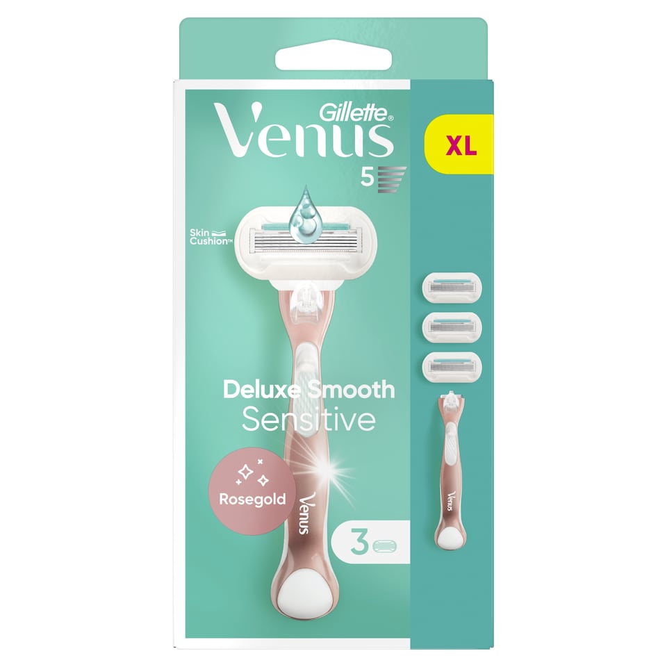 image 1 of Venus Deluxe Smooth Sensitive RoseGold Holiaci Strojček – 3 Holiace Hlavice