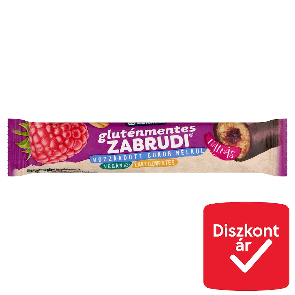 Cornexi gluténmentes málnás zabrudi édesítőszerrel, hozzáadott cukor nélkül 30 g
