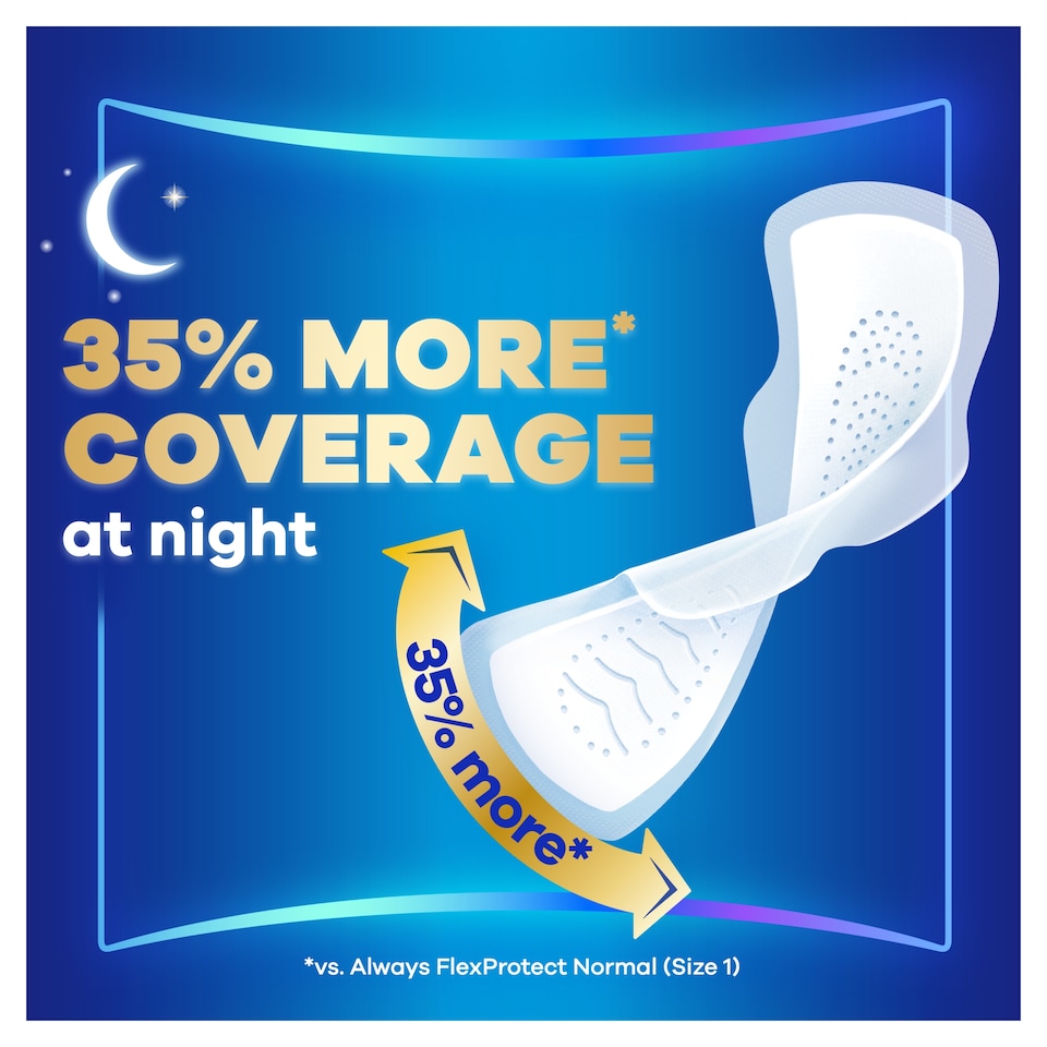 image 1 of Always FlexProtect Sanitary Towels Night (Size 3) with Wings 10 Pads, Unscented