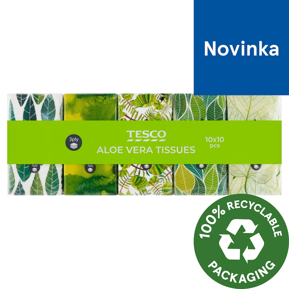 Tesco Aloe Vera Tissues 3 Ply 10 x 10 pcs