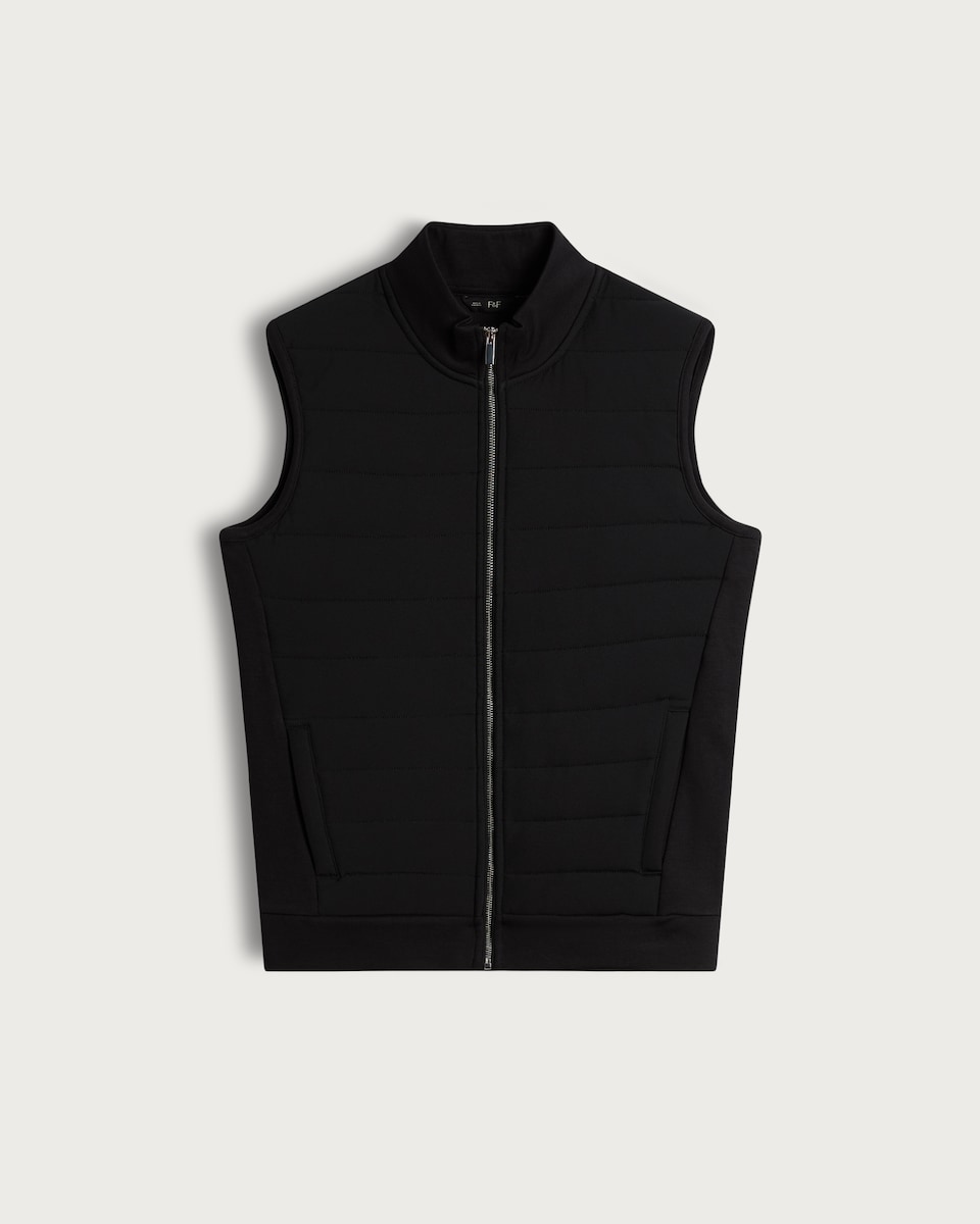 image 1 of F&F Cotton Blend Sleeveless Zip Up Gilet in Black