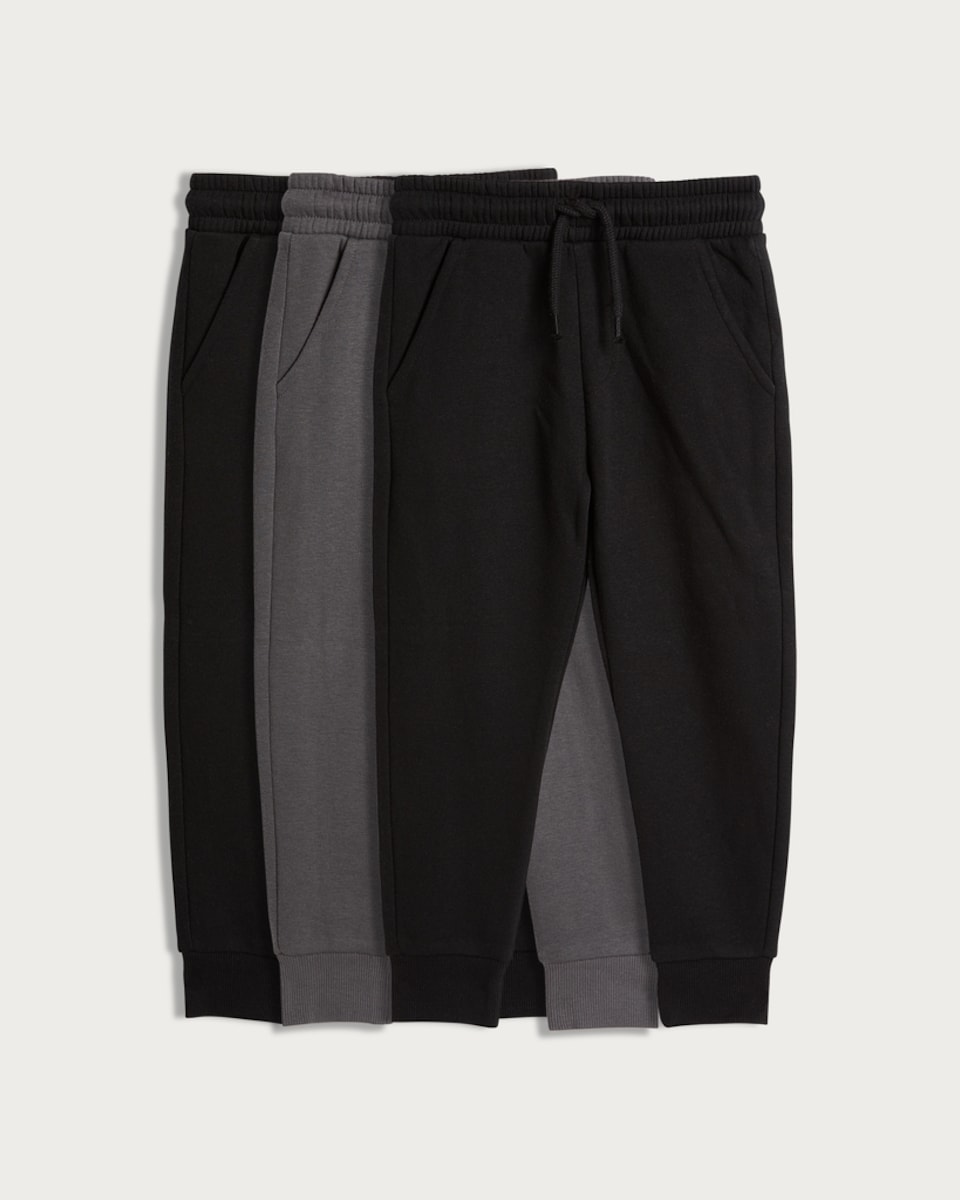 image 1 of F&F Boys 3-Pack Cotton Rich Cuffed Drawstring Joggers in Multi