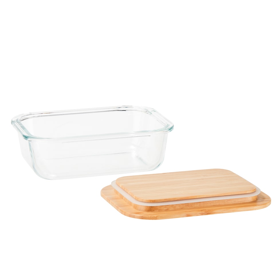 image 1 of Tesco Glass Food Storage Bamboo Lid 630Ml