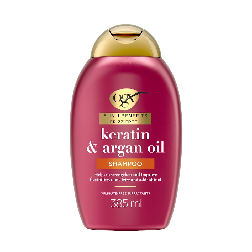 image 1 of OGX Anti-Frizz Keratin Smoothing Oil Shampoo Sulphate Free 385ml