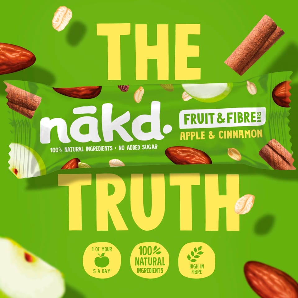 image 1 of Nakd Fruit & Fibre Apple & Cinnamon Bars 3 x 44g