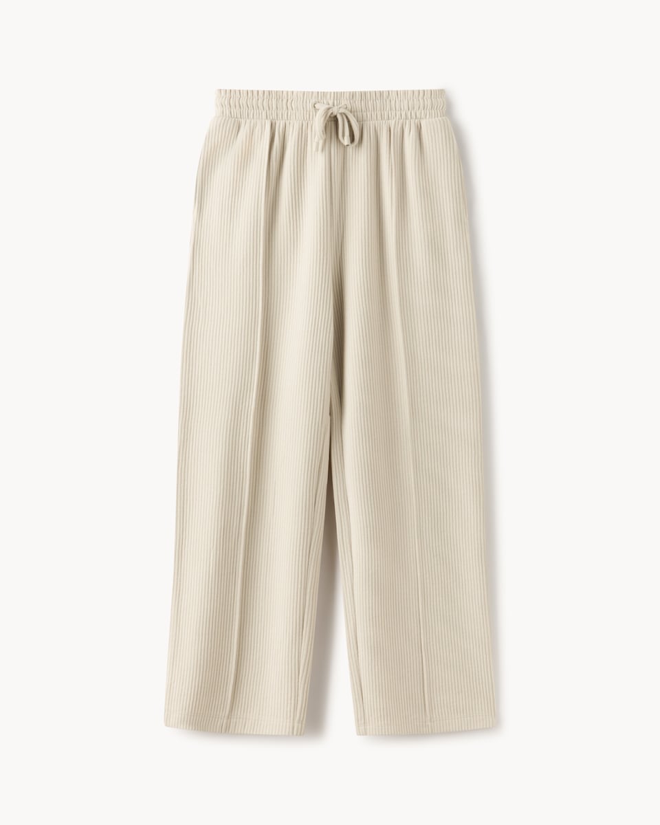 image 1 of F&F Active Ribbed Wide Leg Joggers in Neutral