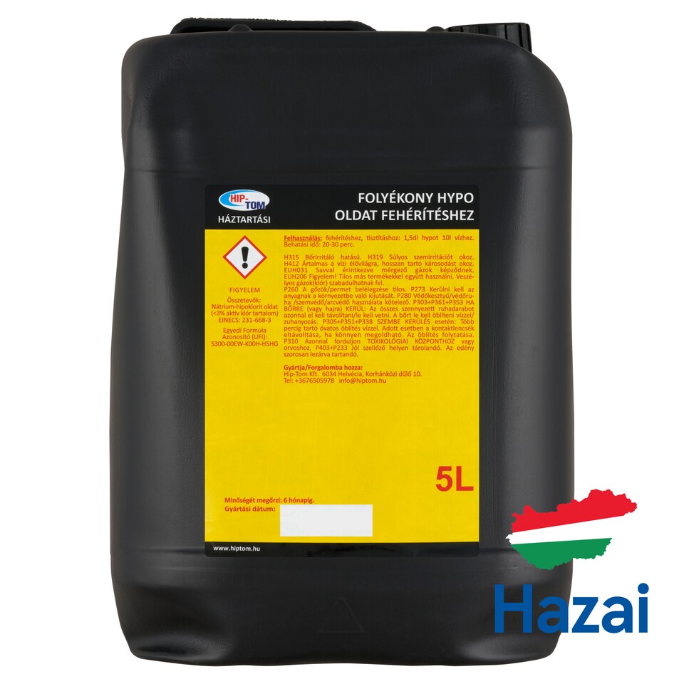 Hip-Tom háztartási folyékony hypo oldat fehérítéshez 5 l