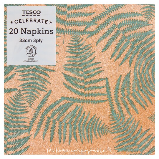 Tesco Leaf Napkin 33Cm 3Ply 20 Pack Tesco Groceries