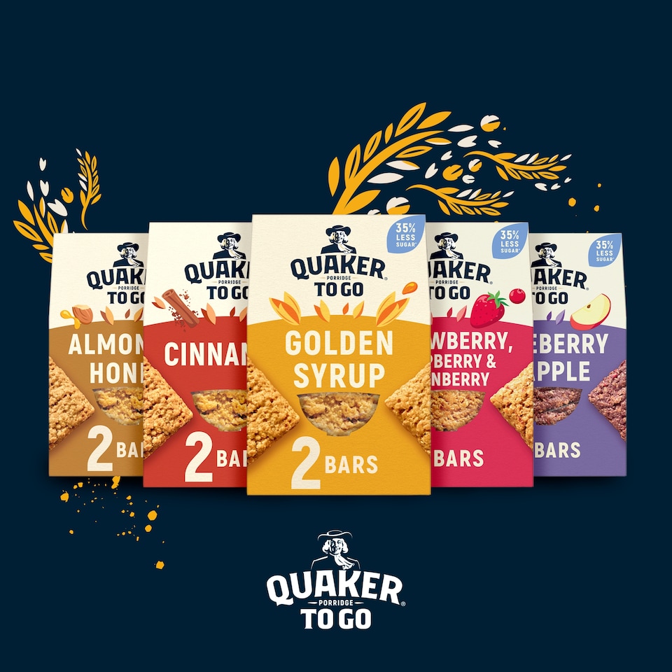image 1 of Quaker Breakfast Bars Golden Syrup Porridge To Go 2x55g