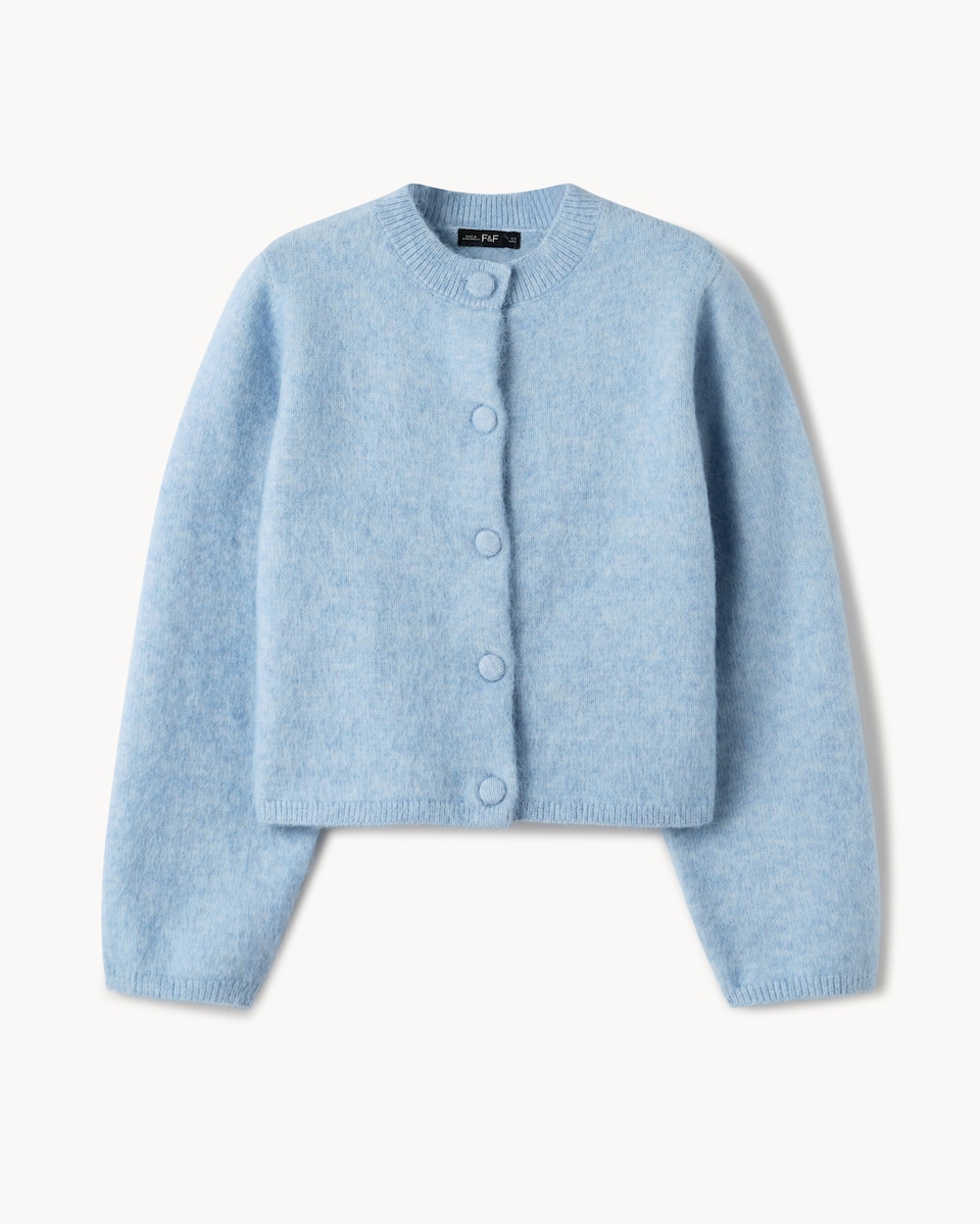 image 1 of F&F Crew Neck Cardigan in Blue