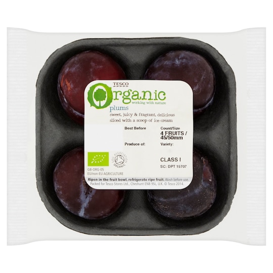 Tesco Organic Plums 200G Tesco Groceries