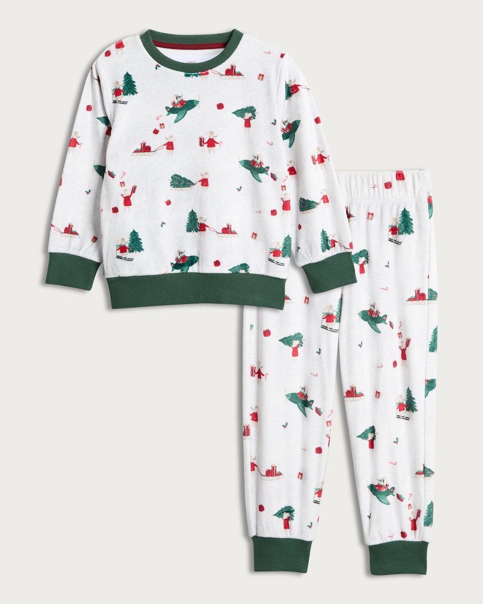 image 1 of F&F Boys Festive Mouse Print Pyjamas in Multi