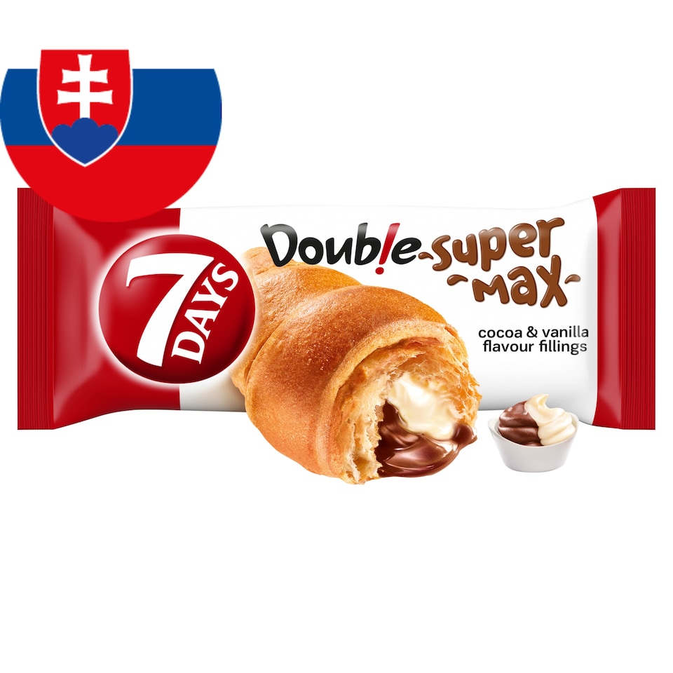 7 Days Croissant Double Super Max s náplňami s kakaom a s vanilkovou príchuťou 110 g