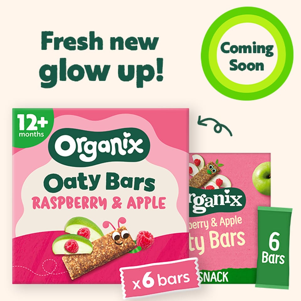 image 1 of Organix Raspberry & Apple Oaty Bars Organic Toddler Snacks Multipack 6x23g