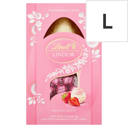 Lindt White Chocolate Egg With Strawberry & Cream Truffles 260G Tesco
