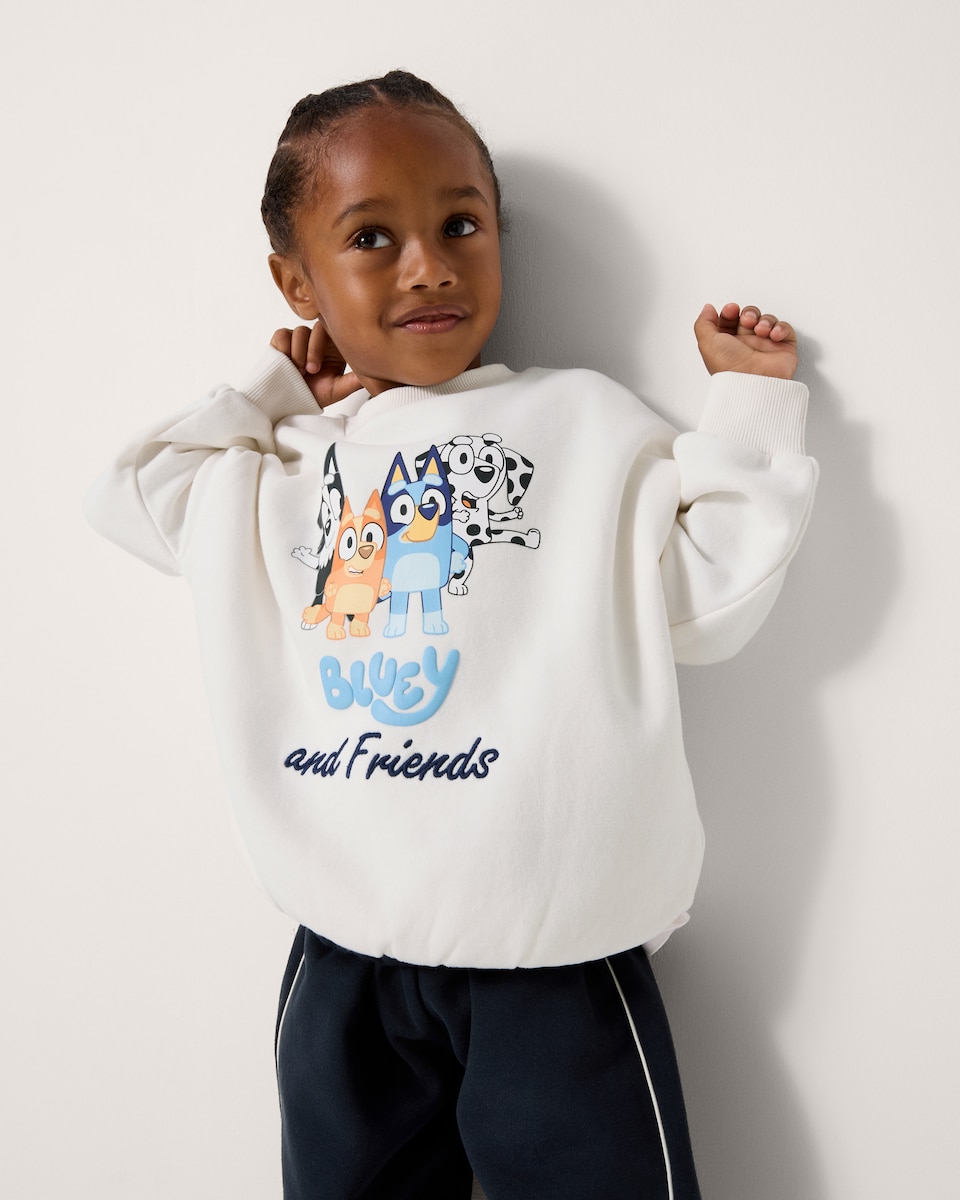 image 1 of Bluey Cotton Rich Sweatshirt and Joggers Set in Navy